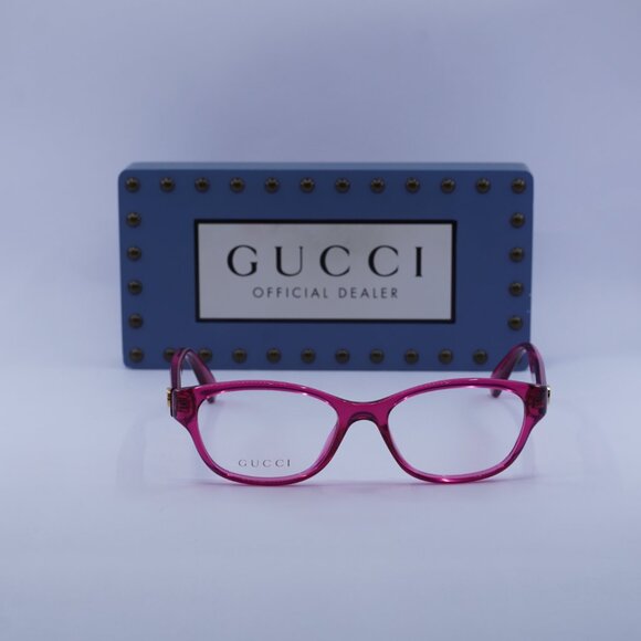Gucci GG0717O 008 Rectangle Eyeglasses 51mm – Transparent Pink - Picture 2 of 10